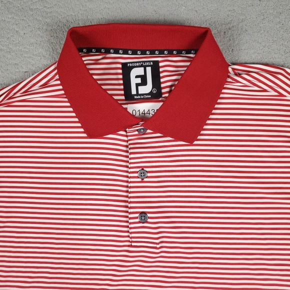 Fjallraven Other - FJ FootJoy Barrington Hills Red White Stripe Prodry Lisle Mens Polo Shirt Large